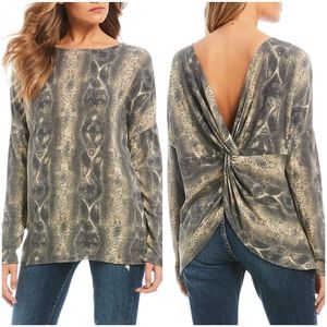 Snakeskin Brushed Hacci Twist Back Sweater